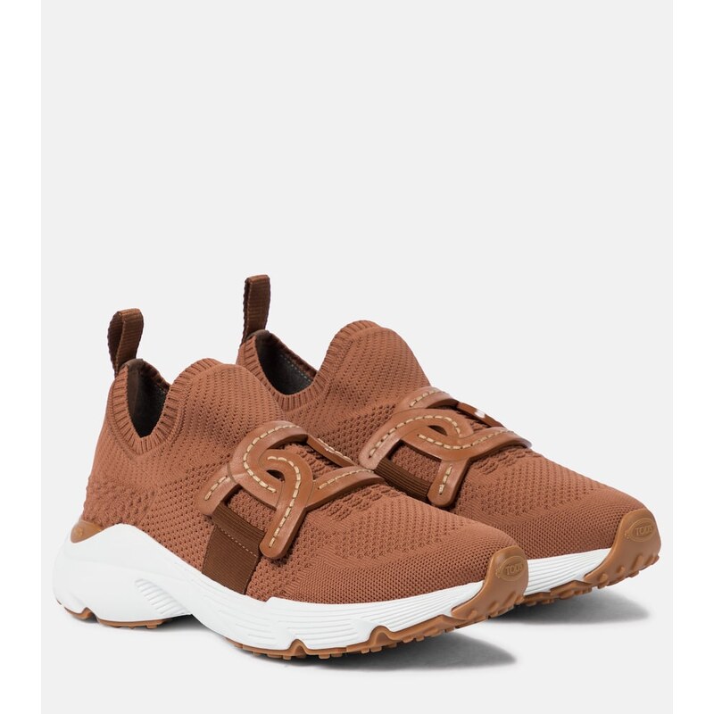 Tods Leather-trimmed knit sneakers