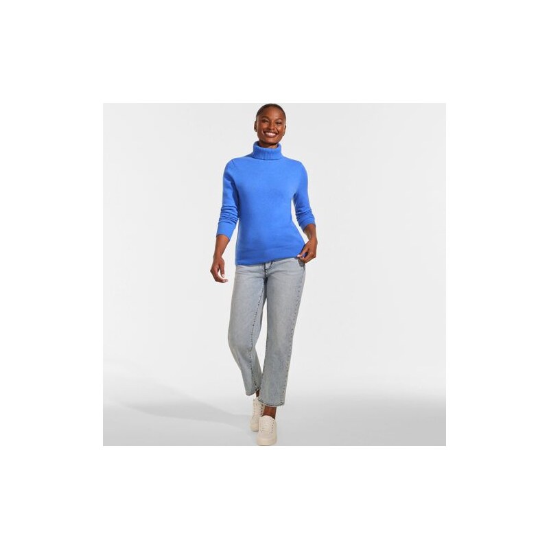 Cashmere Roll Neck Jumper, Women, size: 10-12, petite, Blue, Cashmere, 115261118