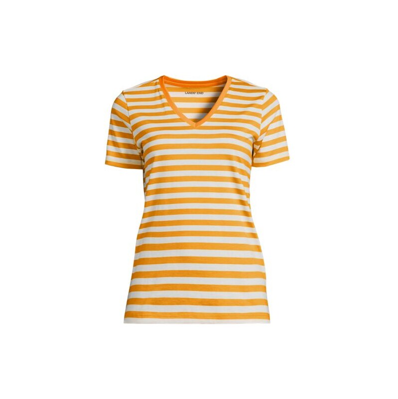 Supima Short Sleeve V-neck T-shirt, Women, size: 8, regular, Orange, 115142389