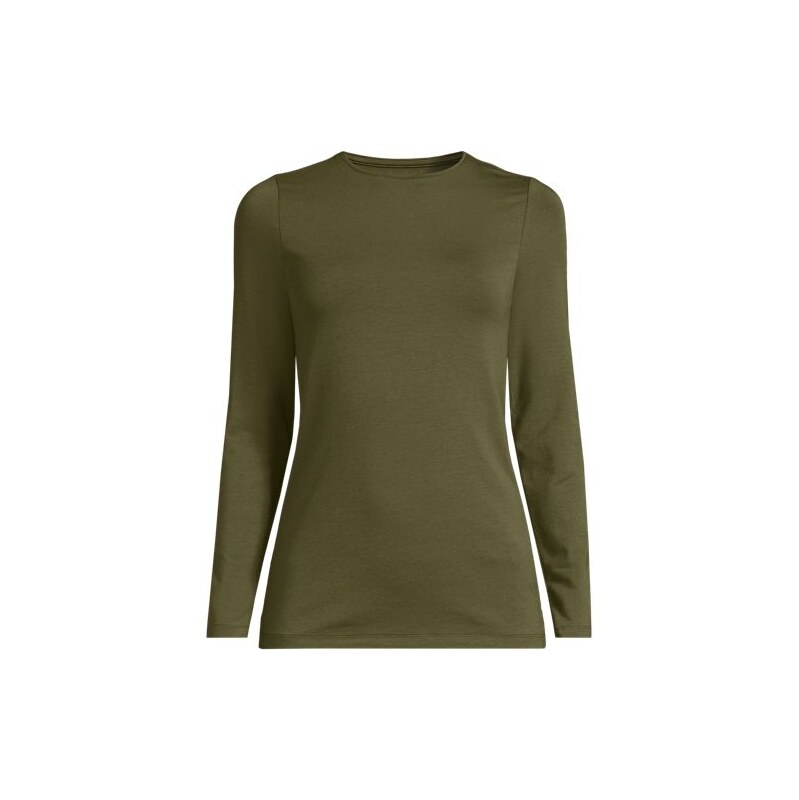 Cotton Modal Long Sleeve Crew Neck Top, Women, size: 10-12, petite, 113287742
