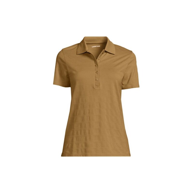 Textured Stripe Piqué Polo Shirt, Women, size: 20-22, plus, Yellow, 113321653