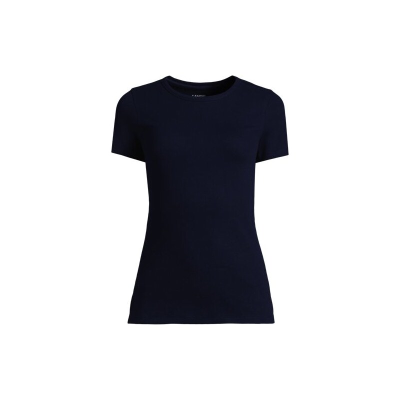 Micro Rib Crew Neck T-shirt, Women, size: 20-22, plus, Blue, Cotton 115261412