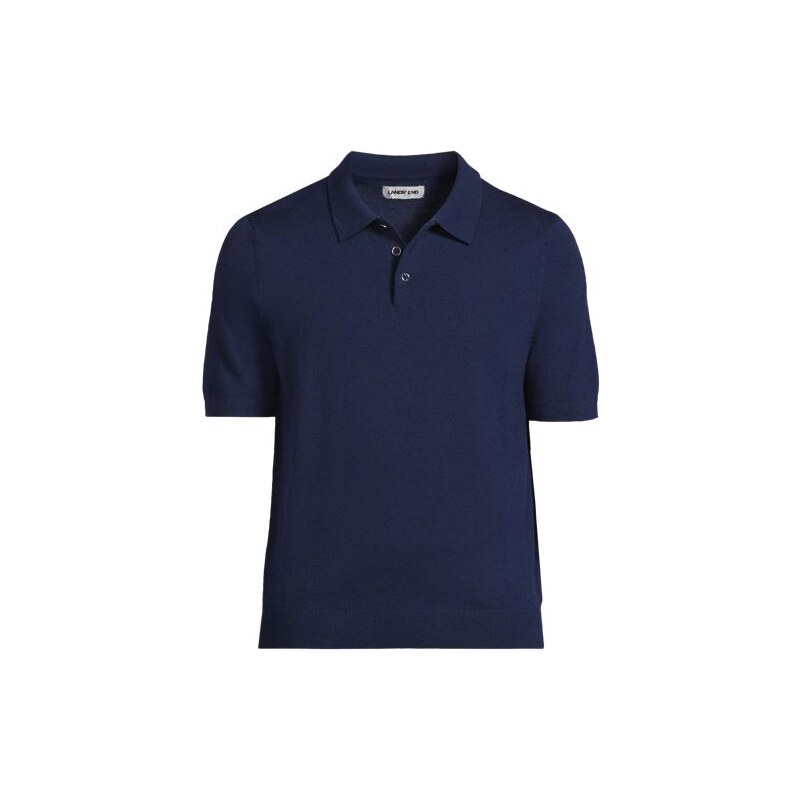 Pure Merino Wool Polo Shirt, Men, size: M, regular, Blue, Wool,
