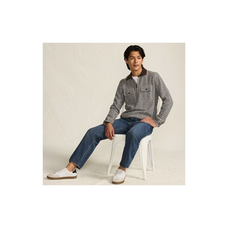 Corduroy Collar Bedford Quarter Zip Jumper, Men, size: S,