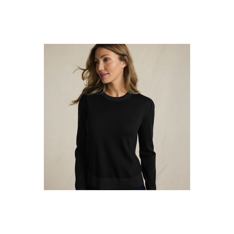 Merino Crew Neck Jumper, Shimmer Trims, Women, size: M, regular,
