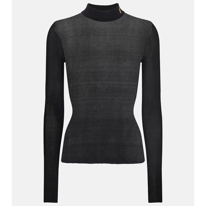 Saint Laurent Monogram silk mockneck top