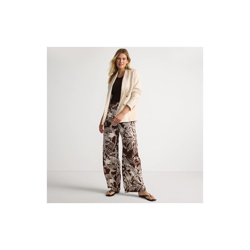Wide Leg Printed Pull-on Trousers, Women, size: 16, regular,