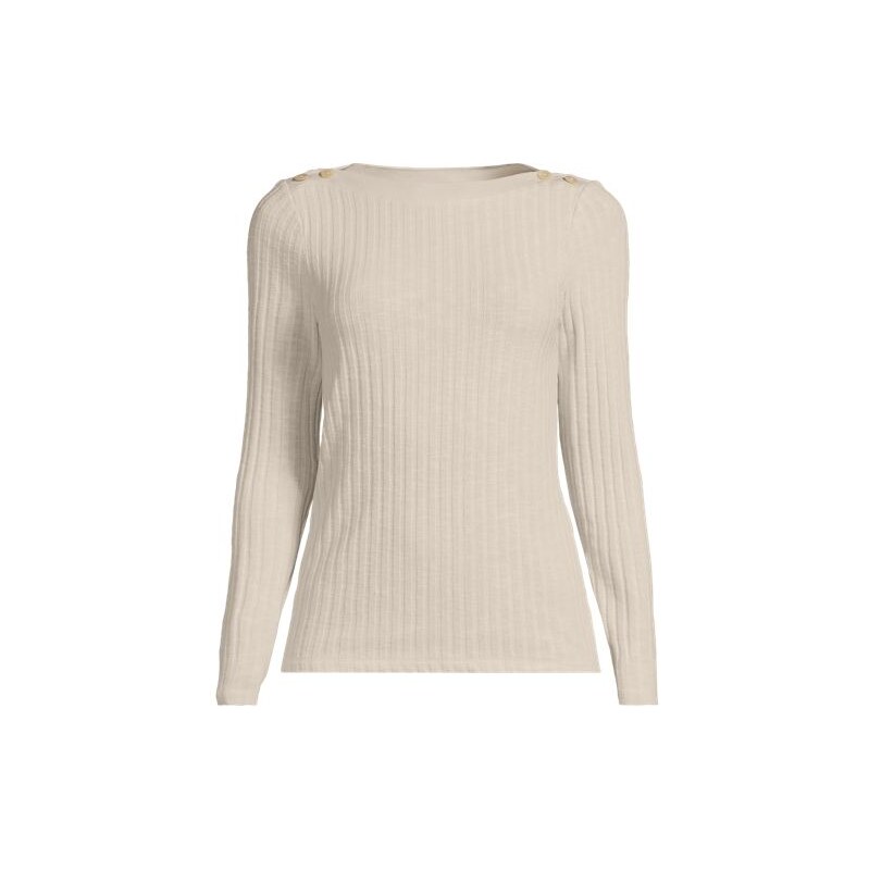 Long Sleeve Rib Knit Boatneck Top, Women, size: L, regular, Misc