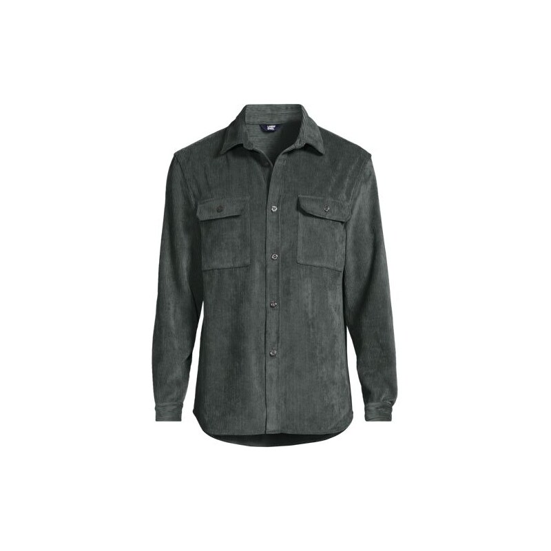 Corduroy Shirt, Men, size: XXL, regular, Grey, by Lands End