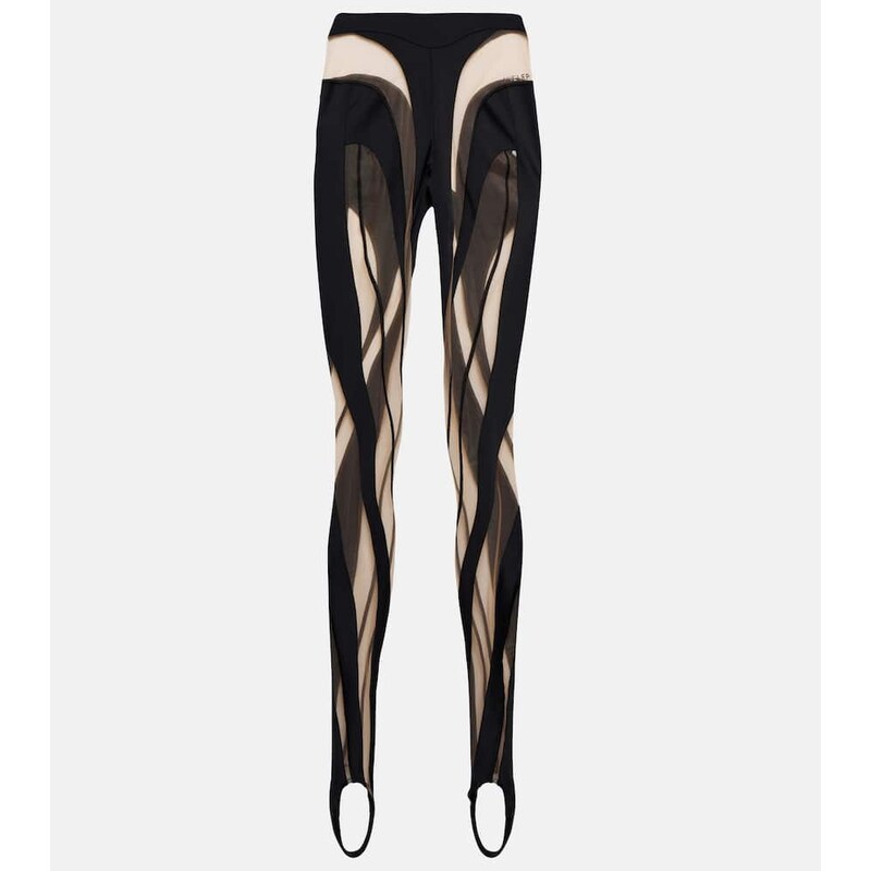 Mugler Paneled mesh and jersey leggings