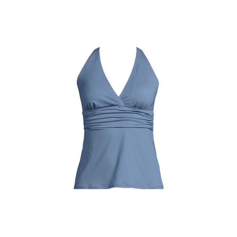 Plunge V-neck Tankini Top, Women, size: 20-22, plus, Blue, Nylon-blend 114695355