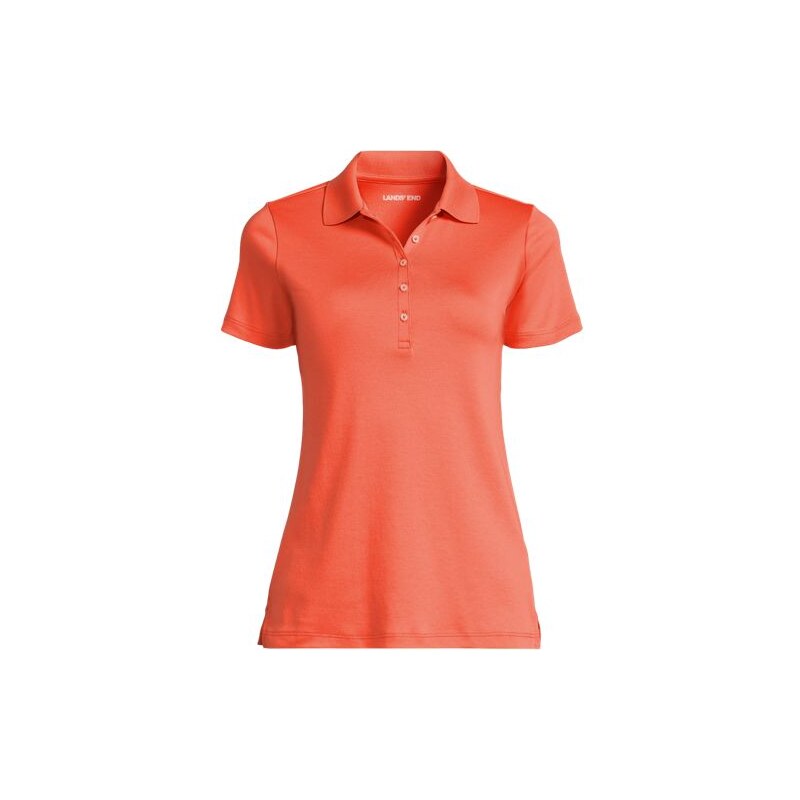 Short Sleeve Supima Polo Shirt, Women, size: M, regular, Orange,