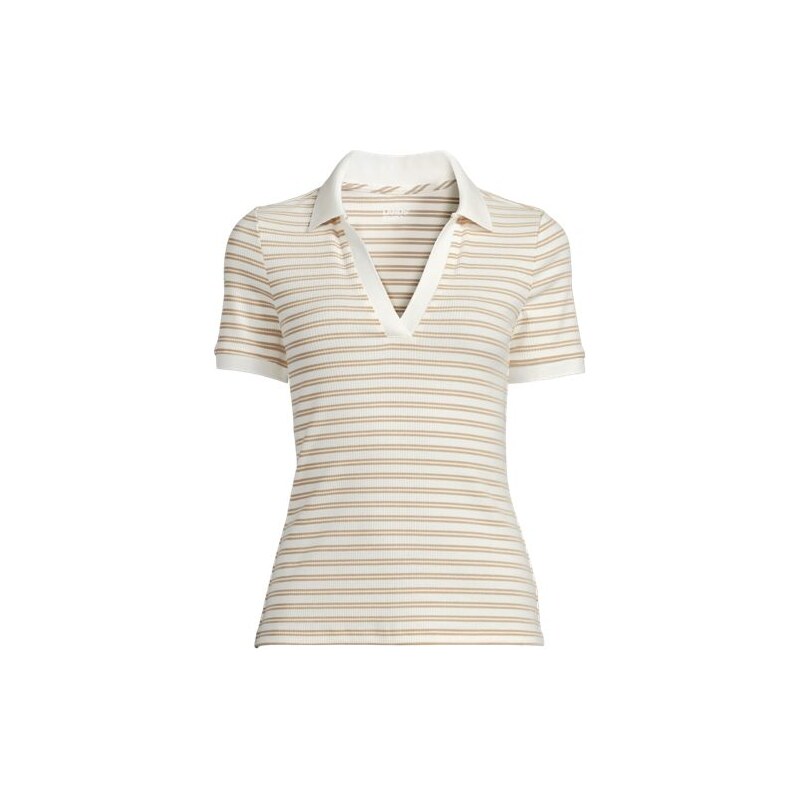 Refined Ribbed Polo Shirt, Women, size: M, petite, Misc, Spandex