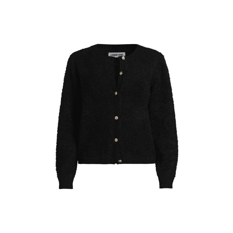 Bouclé Buttoned Cardigan, Women, size: M, petite, Black, Wool
