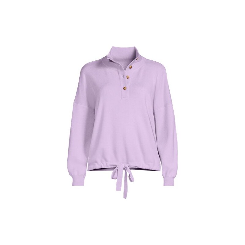 Button Neck Jumper, Women, size: M, regular, Purple, Polyester