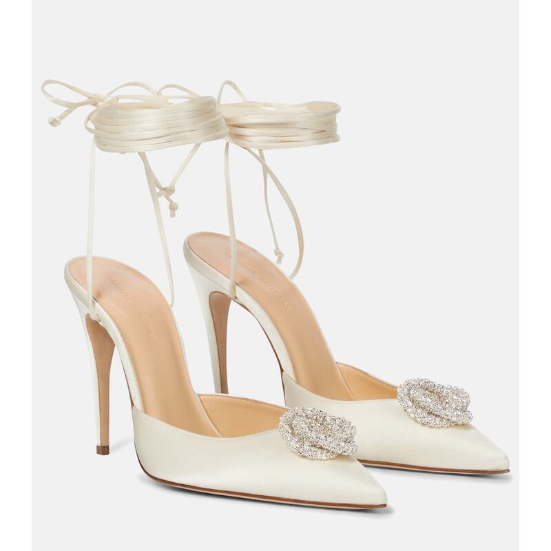 Magda Butrym Crystal-embellished satin pumps