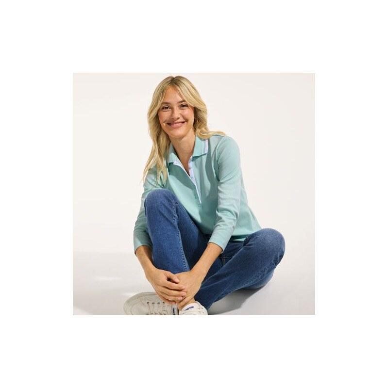 Three-Quarter Sleeve Supima Cotton Polo Shirt, Women, size: 20-22, 115198794