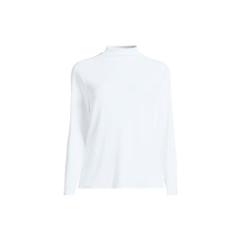 Drapey Rib Polo Neck Top, Women, size: 20-22, plus, White, Spandex 113321719