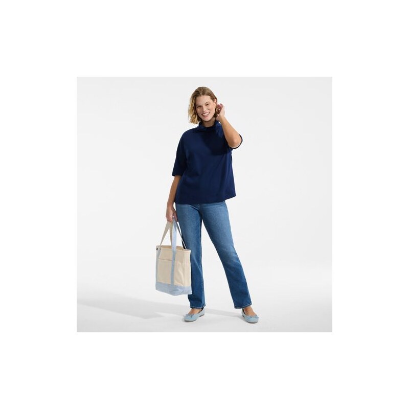 Relaxed Short Sleeve Supima Cotton Polo Neck Top, Women, size: 20-22, 115261764