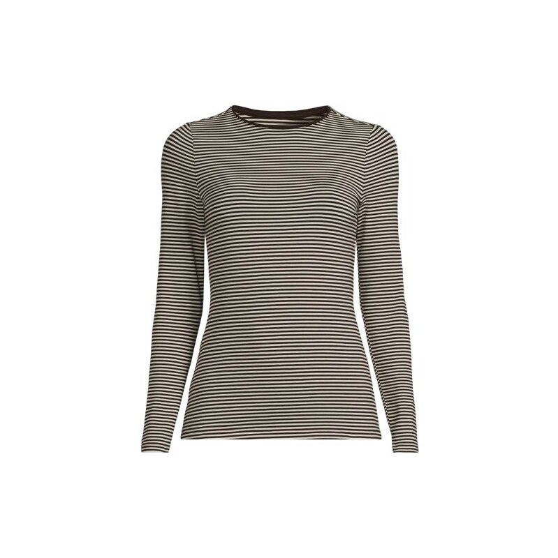 Cotton Modal Long Sleeve Crew Neck Top, Women, size: 20-22, plus, 115261294