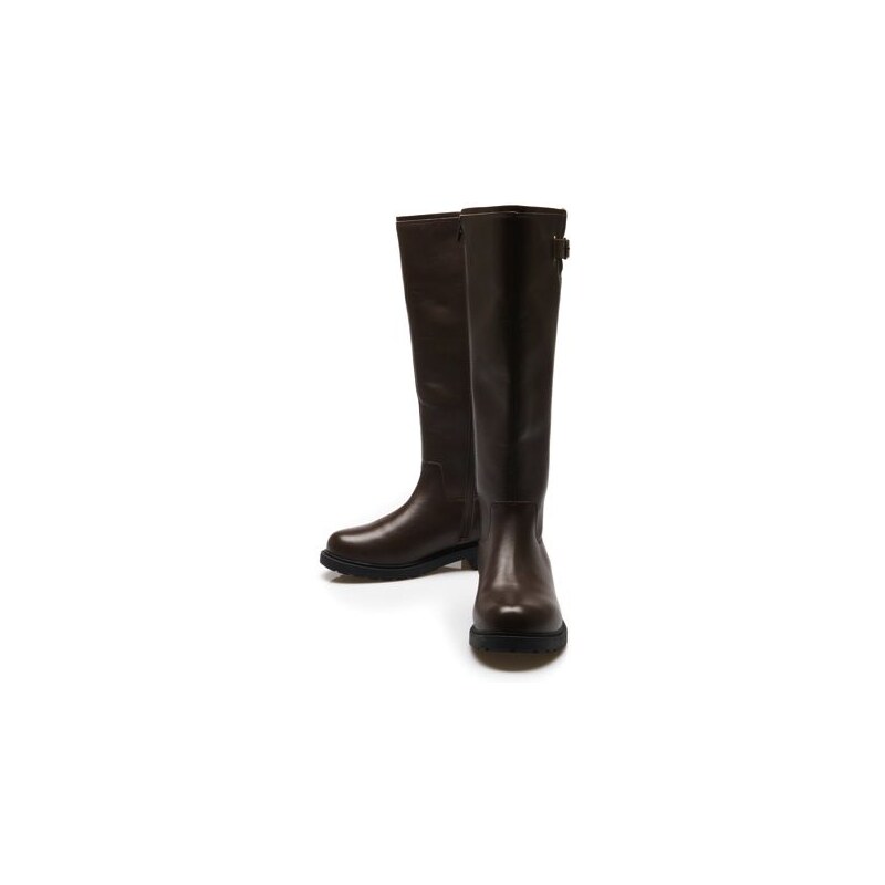 Knee-High Leather Riding Boots, Women, size: 4 1/2, regular, Brown, 115262133