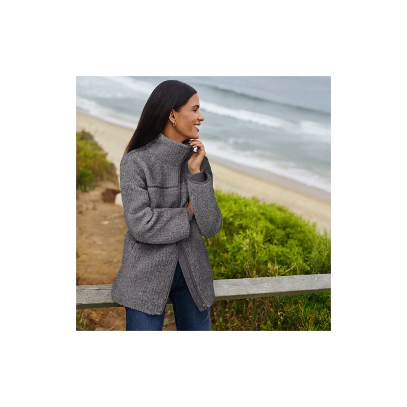 Borg Fleece Jacket, Women, size: 10-12, regular, Grey, Polyester, by 115237003