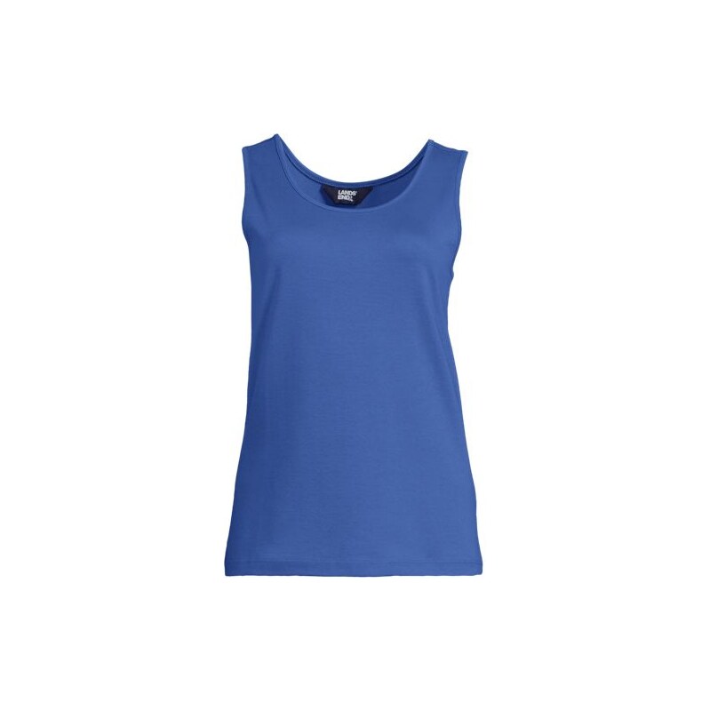 Cotton Vest Top, Women, size: 24-26, plus, Blue, Cotton, by Lands End 115230757