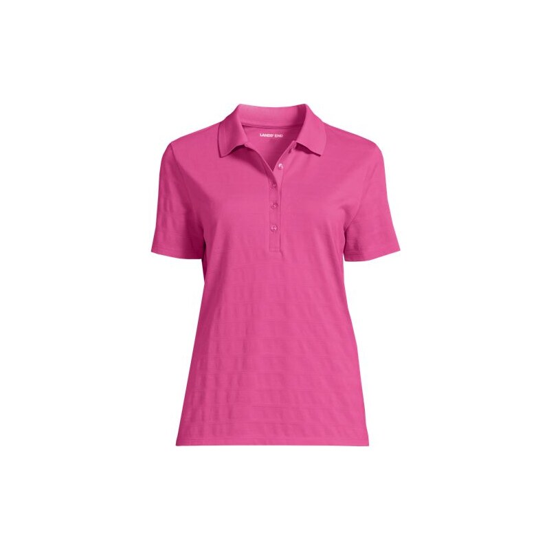 Textured Stripe Piqué Polo Shirt, Women, size: 20-22, plus, Pink, 115261360