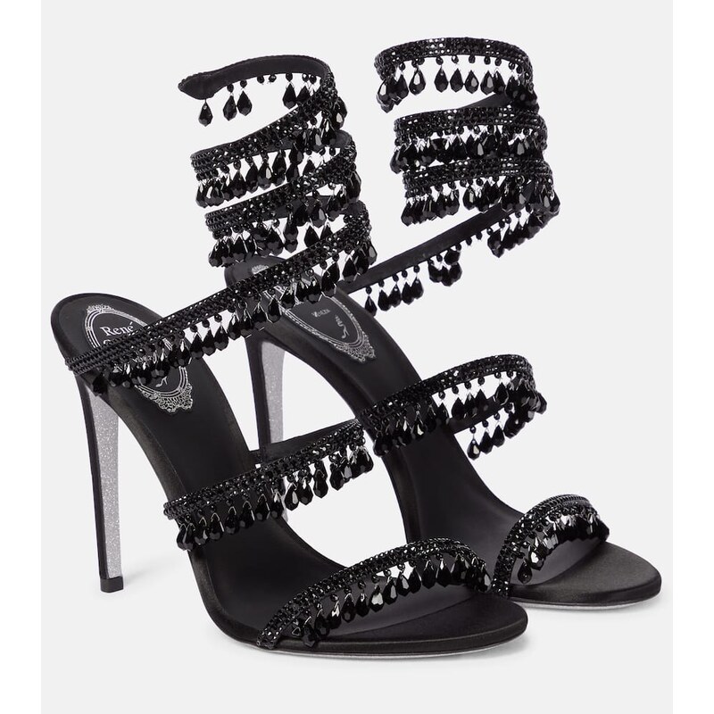 Rene Caovilla Chandelier embellished satin sandals