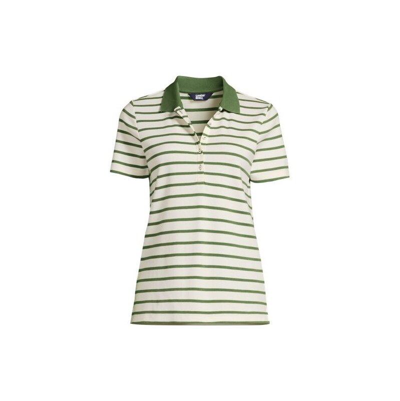 Supima Cotton Polo Shirt, Women, size: M, petite, White, Cotton,