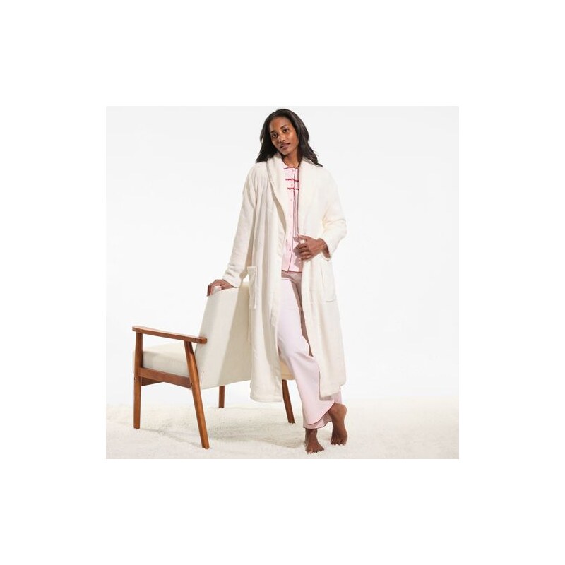Shawl Collar Robe, Women, size: L, regular, Ivory, Polyester, by