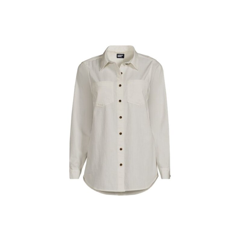Denim Shirt, Women, size: 14-16, regular, Ivory, Cotton, by Lands End 115493509