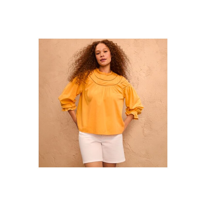 Cotton Modal Voile Top, Women, size: L, regular, Orange, Cotton