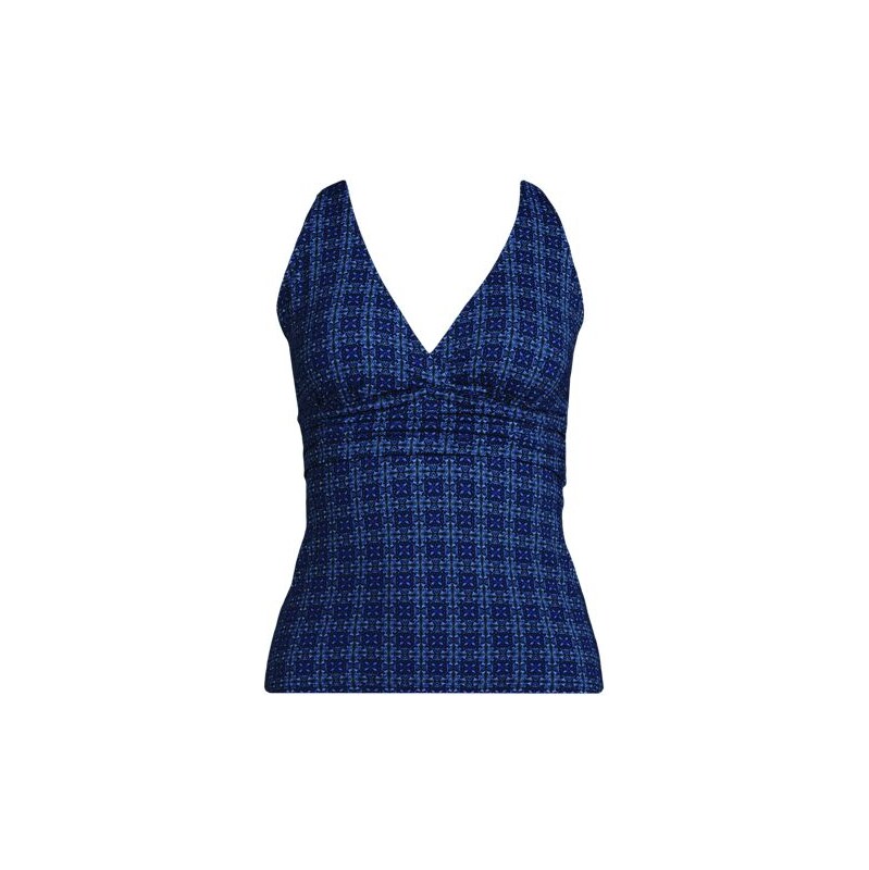 Plunge V-neck Tankini Top, Women, size: 10 12, regular, Blue, Nylon 113287509
