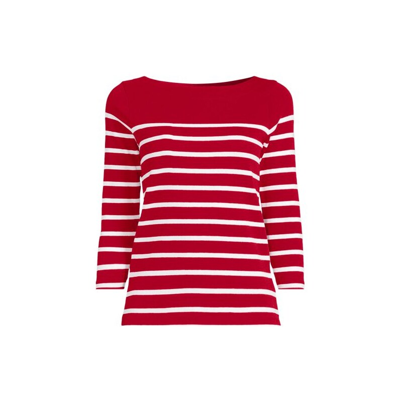 Mariner Three Quarter Sleeve Boatneck Cotton Top, Women, size: 24-26, 115230248