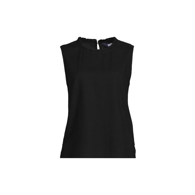 Soft Ease Linen Blend Sleeveless Ruffle Top, Women, size: L,