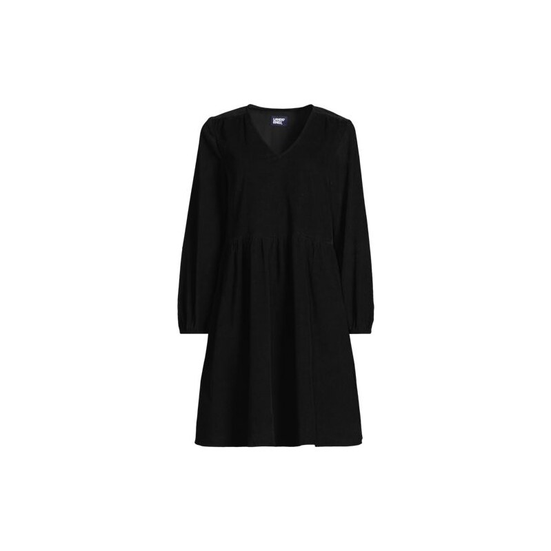 Cotton Needlecord V-neck Dress, Women, size: M, regular, Black,