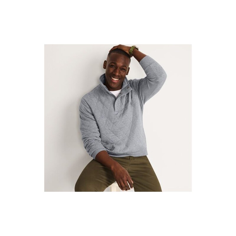 Quilted Funnel Neck Sweatshirt, Men, size: L, regular, Black, by