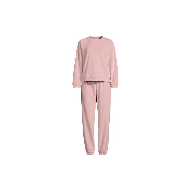 Ribbed Velour Lounge Set, Women, size: 1X, plus, Pink, Polyester
