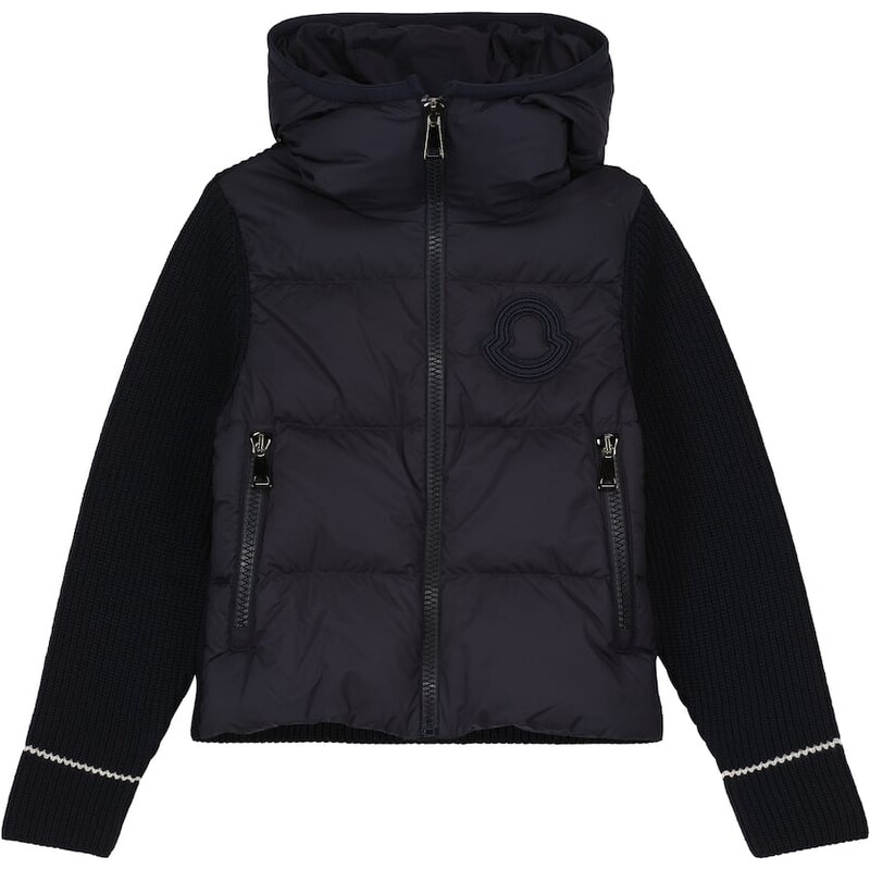 Moncler Enfant Knit-sleeve down jacket