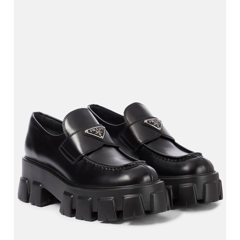 Prada Monolith brushed leather loafers