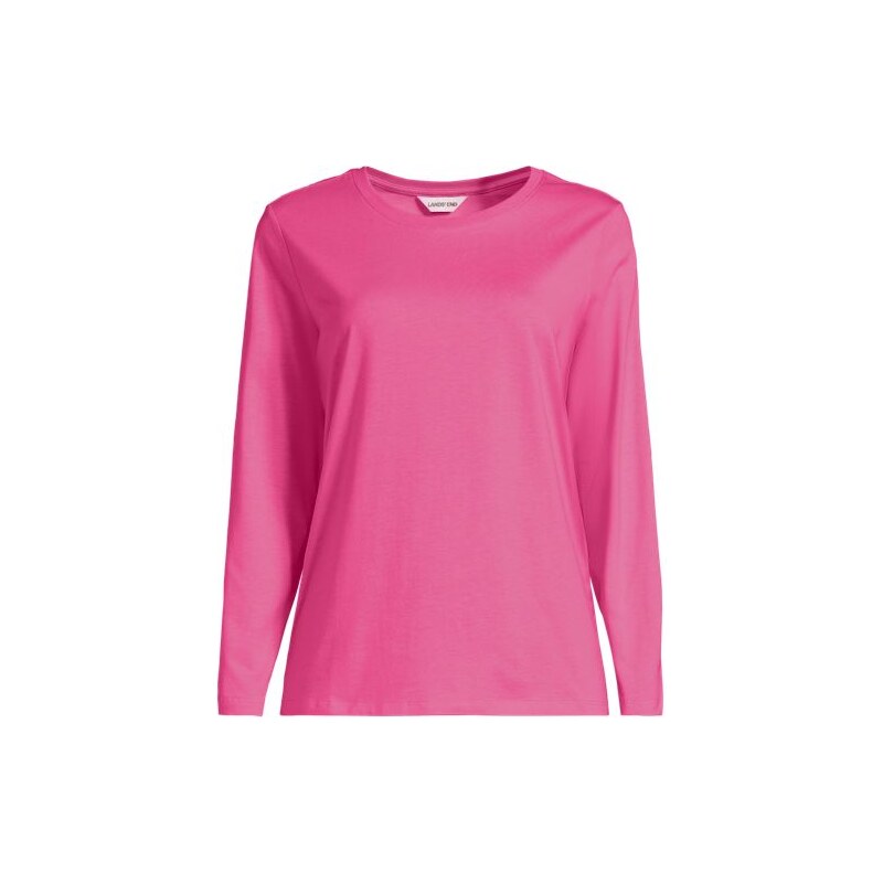 Long Sleeve Supima Cotton Crew Neck Top, Women, size: 28-30, plus, 115230512