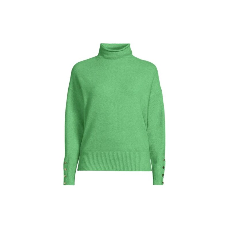 Soft Touch Button Cuff Jumper, Women, size: M, petite, Green,