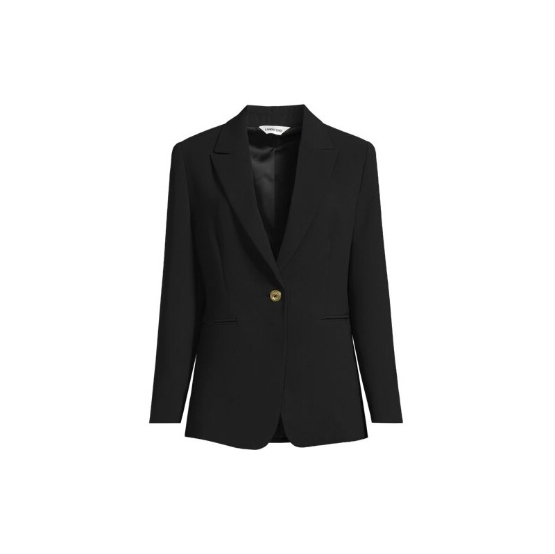 Crepe Blazer, Women, size: 10, petite, Black, Polyester, by Lands End 115200426