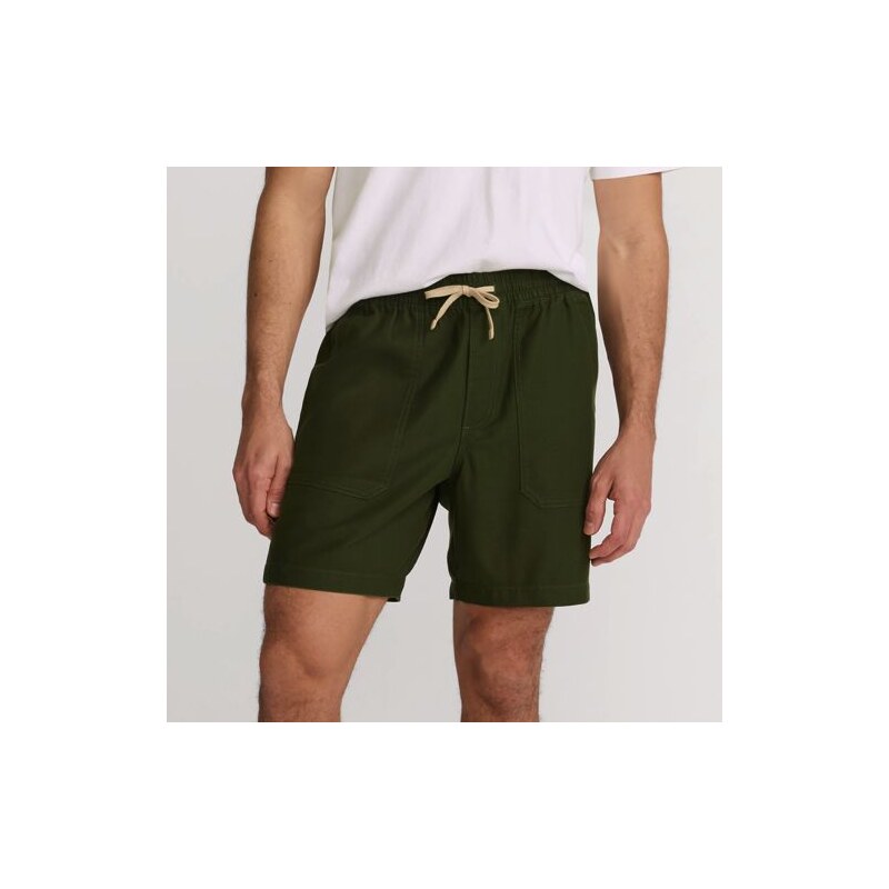 Pull-On Canvas Shorts, Men, size: L, regular, Green, Cotton, by