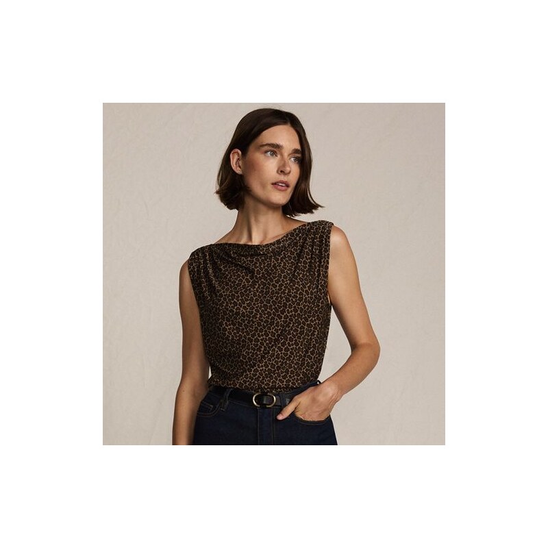 Silky Knit Drapey Boatneck Sleeveless Top, Women, size: XL,