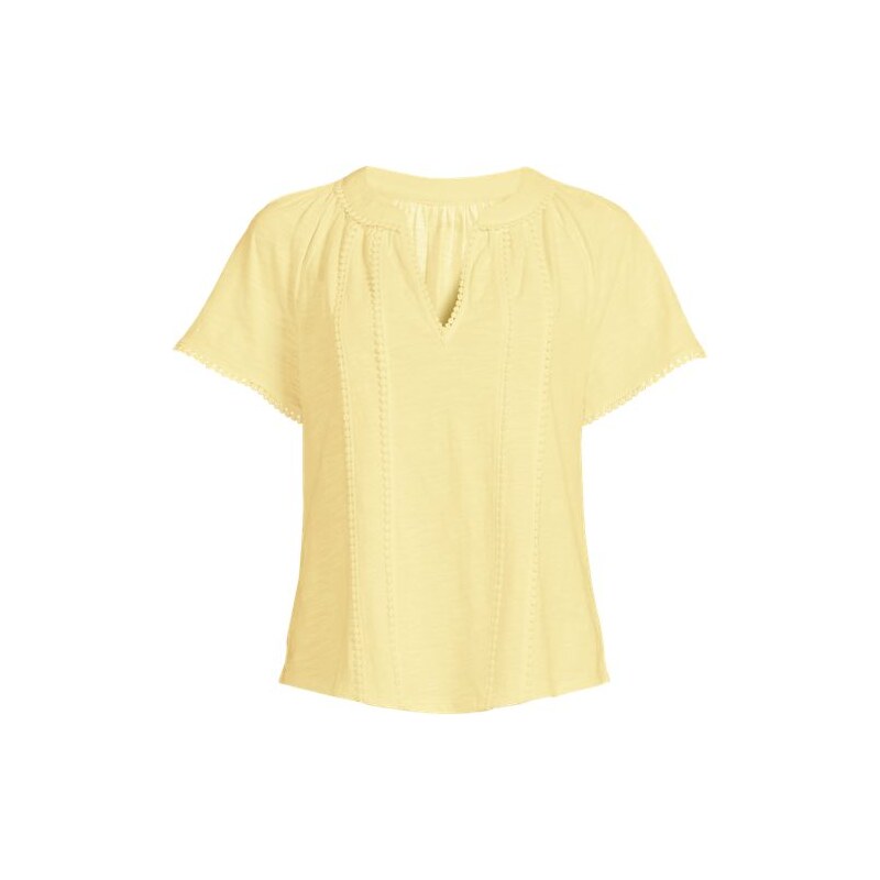 Slub Jersey Notch Neck Top, Women, size: 20-22, plus, Yellow, Cotton, 113461424