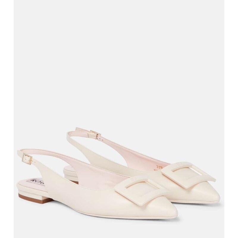 Roger Vivier Gommettine leather slingback flats
