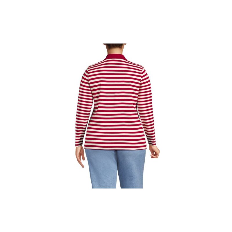 Long Sleeve Supima Cotton Polo Shirt, Women, size: 20-22, plus, Red, 113634703
