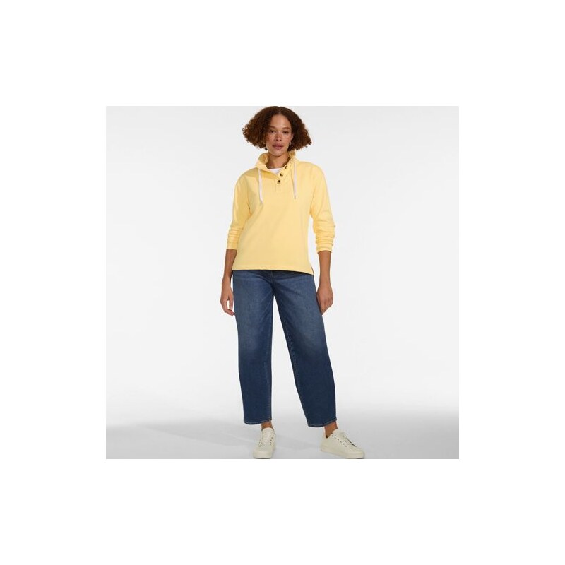 Serious Sweats Button Neck Sweatshirt, Women, size: L, regular,